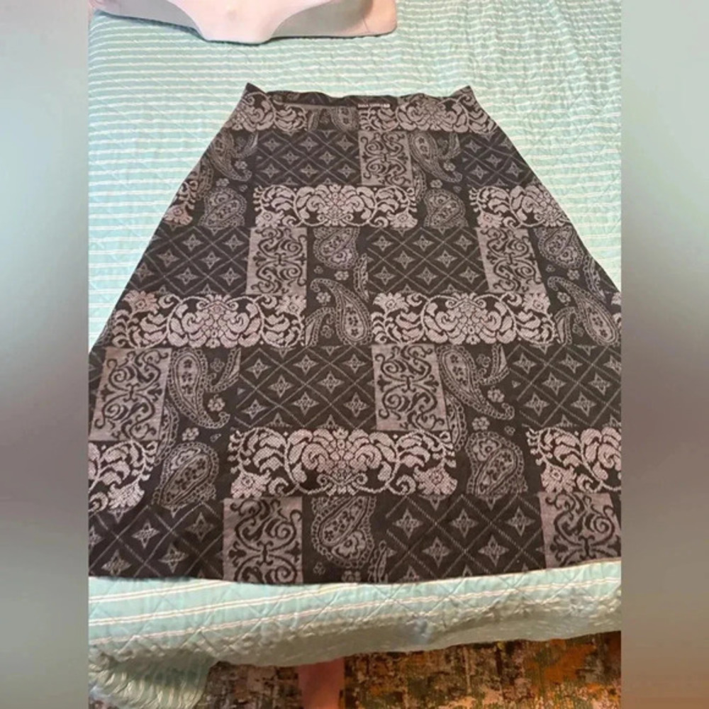 NINA LEONARD pattern knit skirt XL
